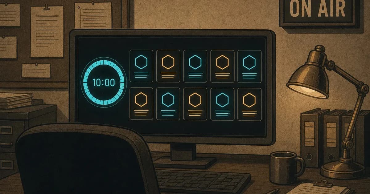 Agent at a dashboard with a cyan 10:00 countdown and ten DID-health tiles